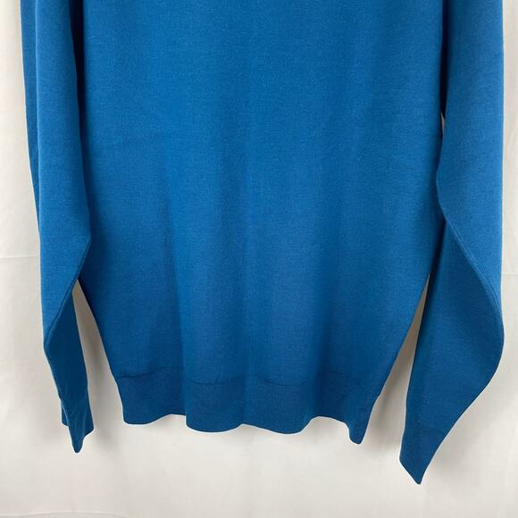 G/Fore Men's V-Neck Merino Wool Quarter Zip Sweater Petrol G4MS23S200 Size M - Picture 10 of 10